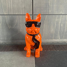 Beeld - Bulldog zittend 58 cm oranje